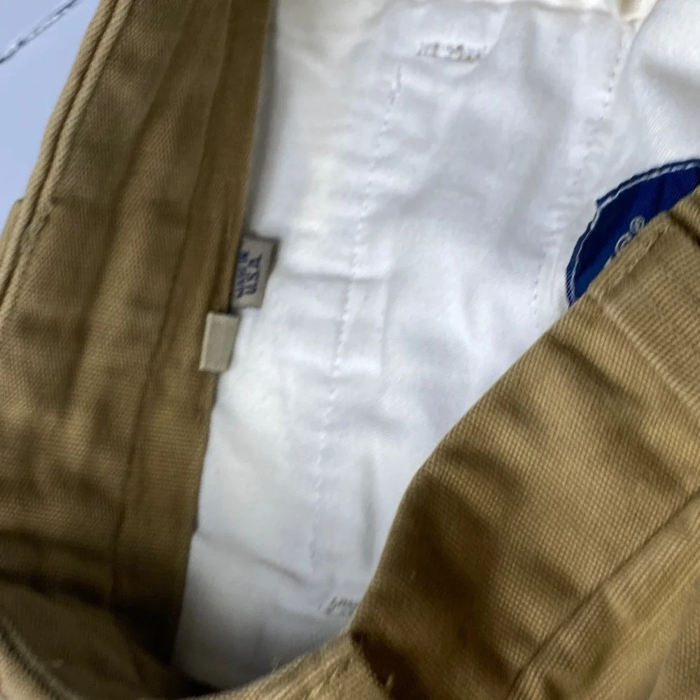 Bills Khakis M1 Pleated Trousers Mens 34 Tan Cotton Canvas Made in USA Pants